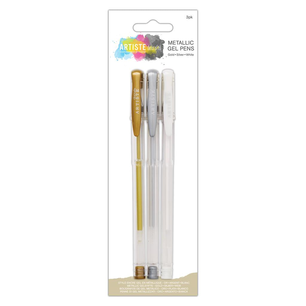 Artiste Metallic Gel Pen Set - Gold/Silver/White (3pk)