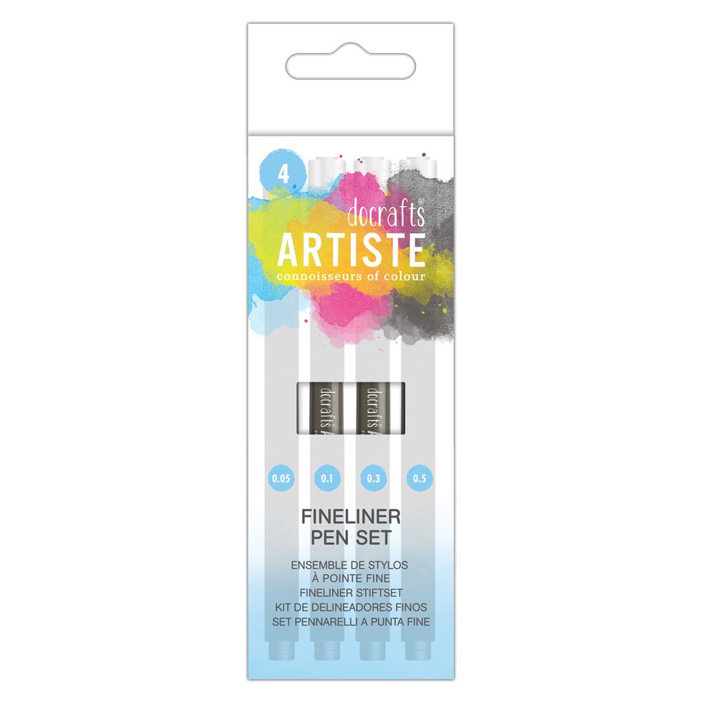 Artiste Fineliner Pen Set Black (4pk)