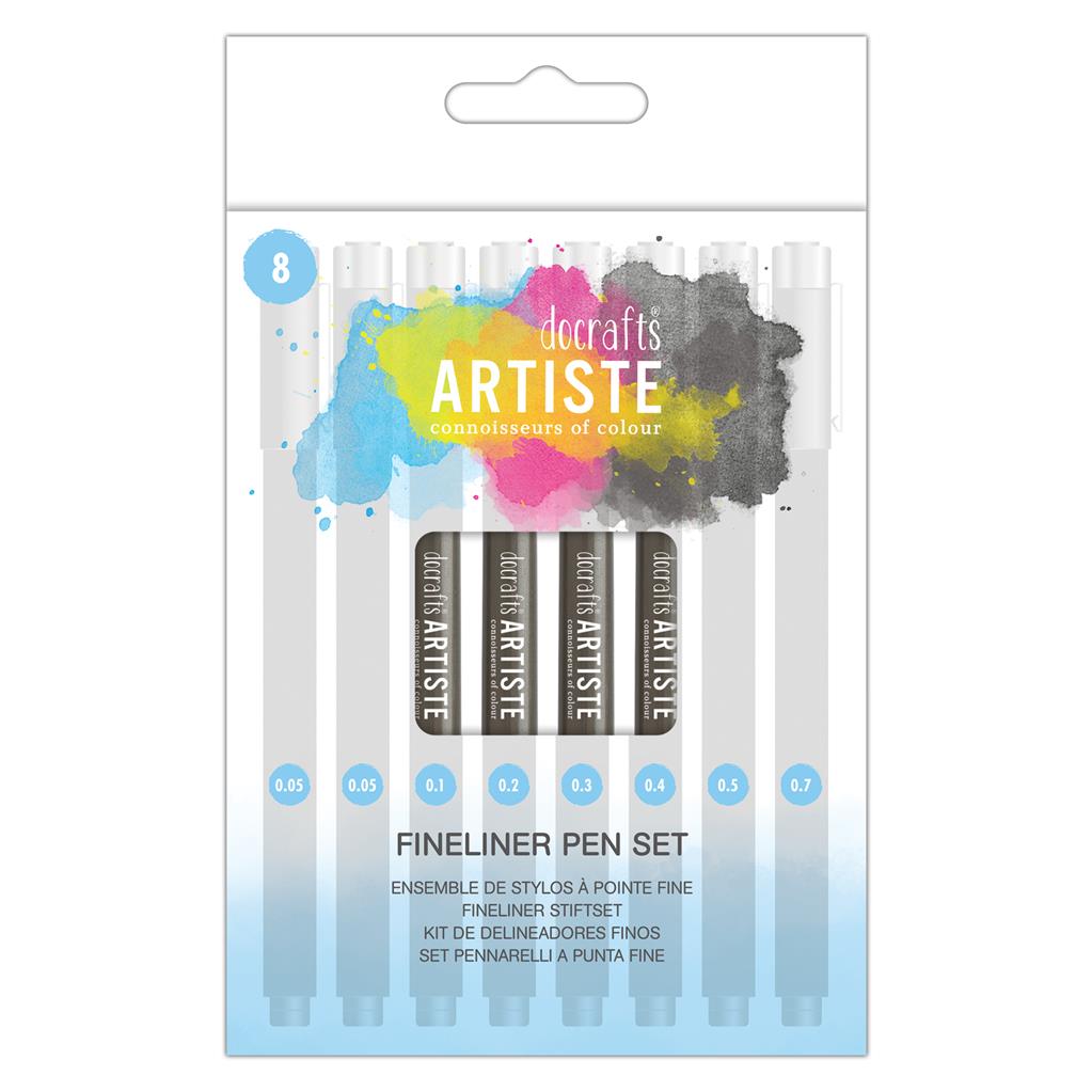 Artiste Fineliner Pen Set Black (8pk)