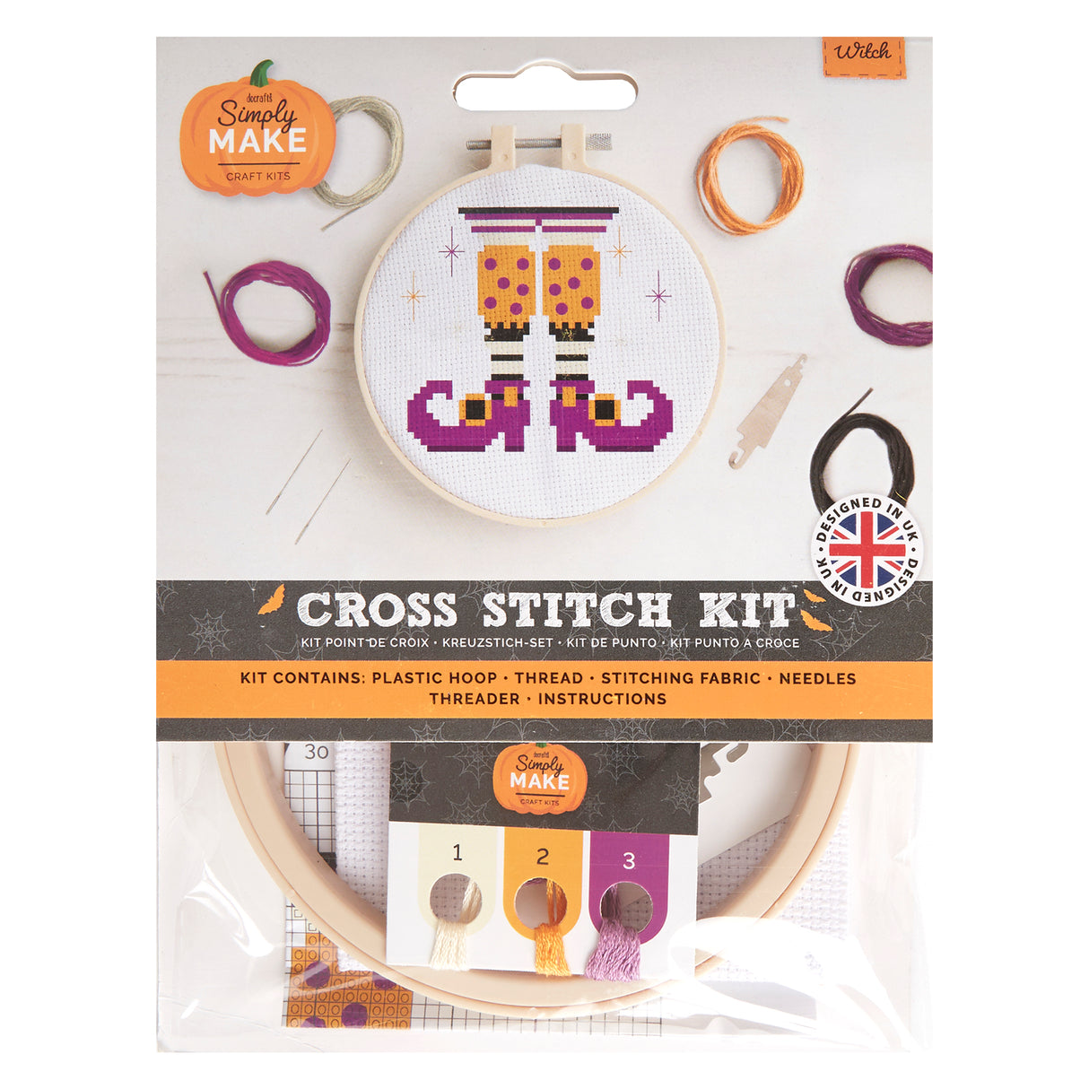 Simply Make 5" Halloween Cross Stitch Kit - Witch
