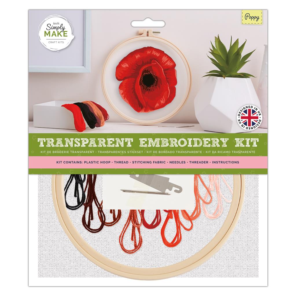 Simply Make 8"Embroidery Kit - Poppy