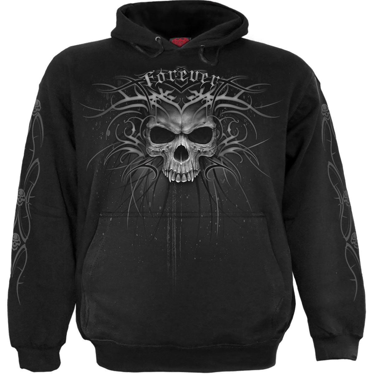Spiral Unisex Pullover Hoodie Death Forever (Back & Sleeve Print) Black (S)