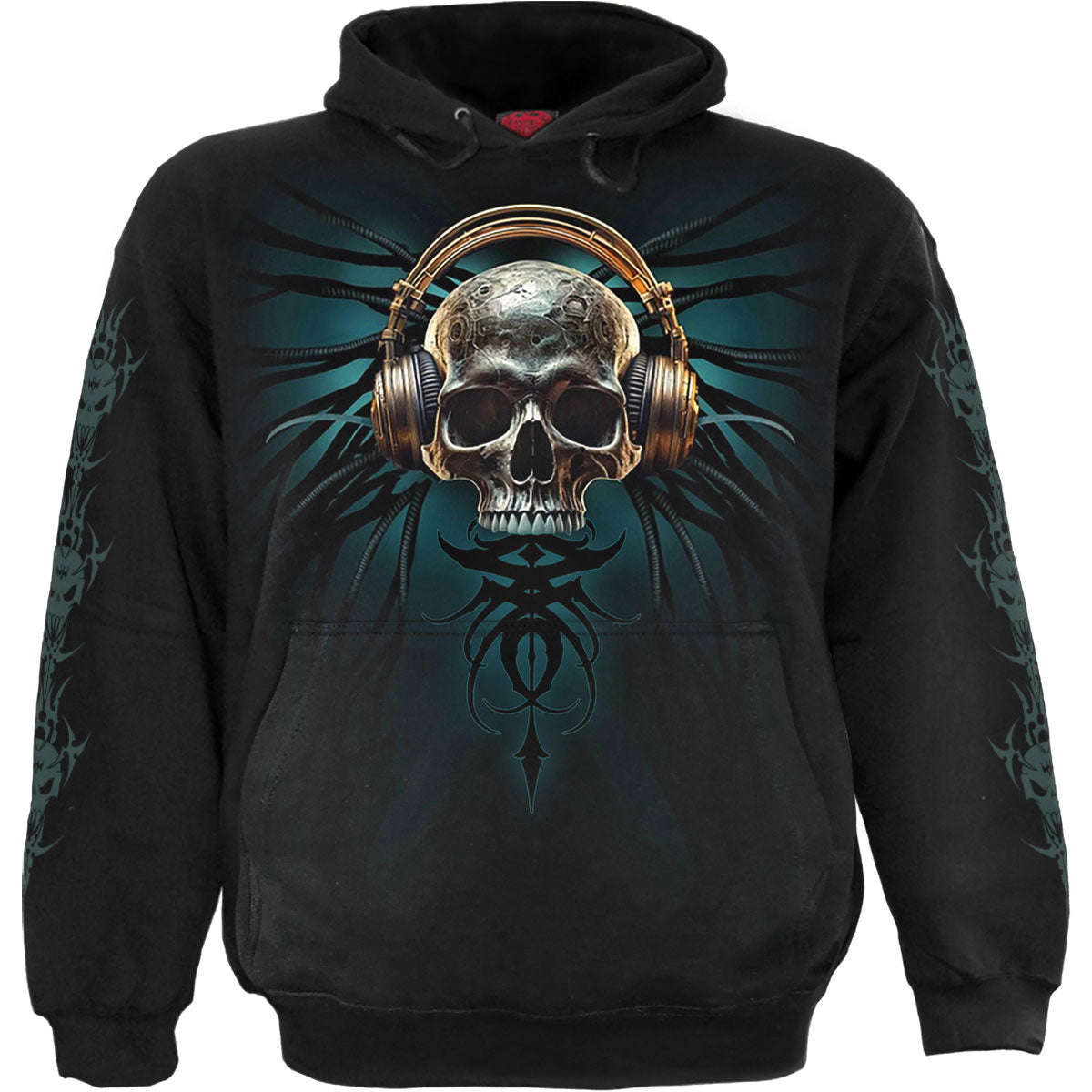 Spiral Unisex Pullover Hoodie Dread Rocks (Back & Sleeve Print) Black (S)