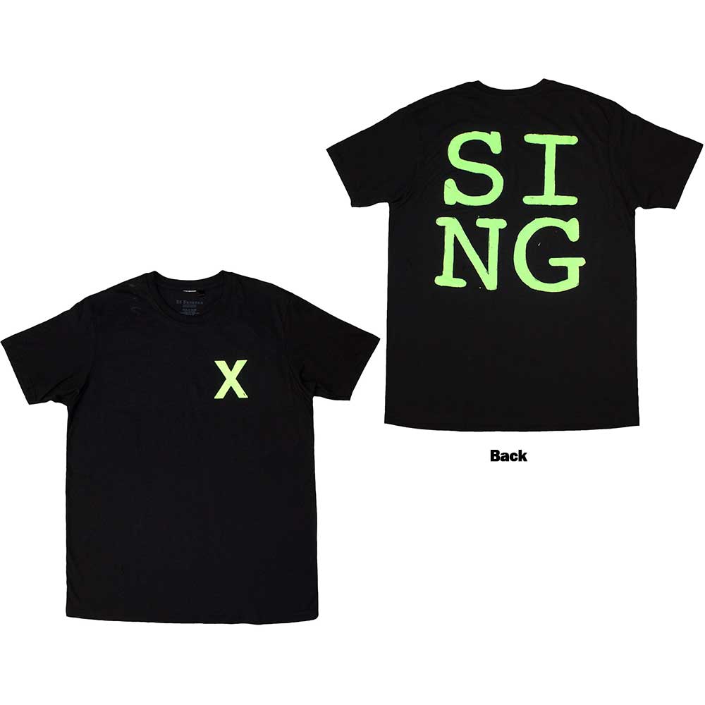 Ed Sheeran Unisex T-Shirt Multiply Pocket Sing (Back Print) Black (M)