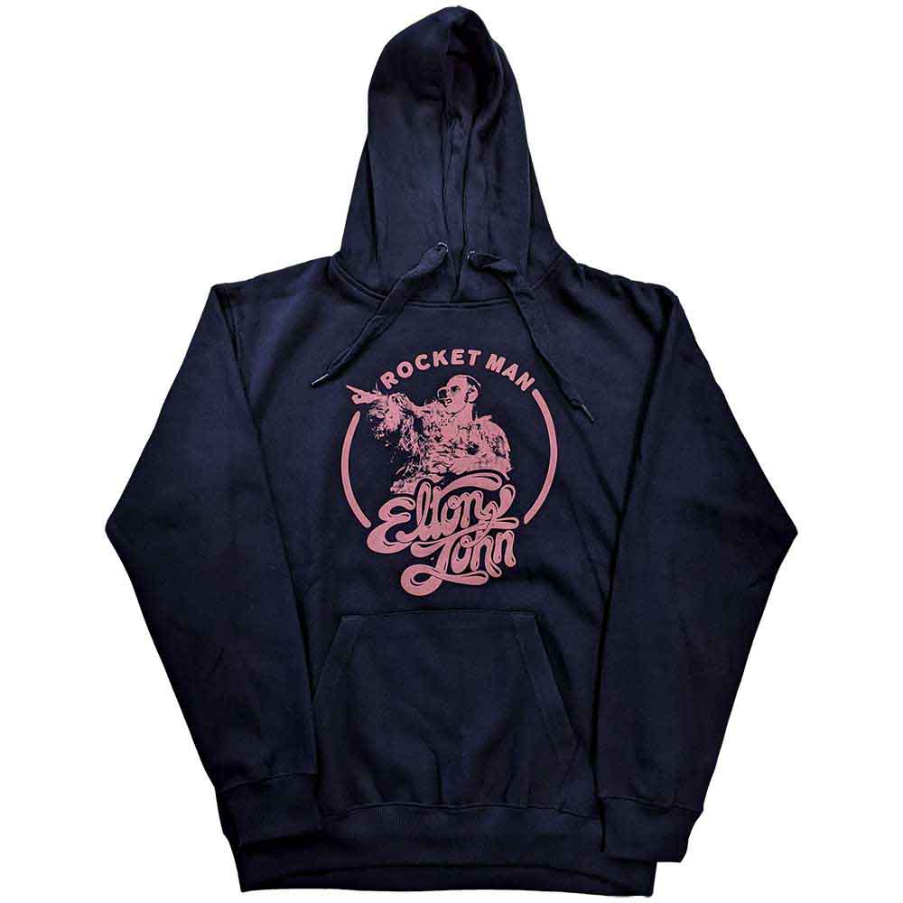Elton John Unisex Pullover Hoodie Rocketman Circle Point Blue (M)