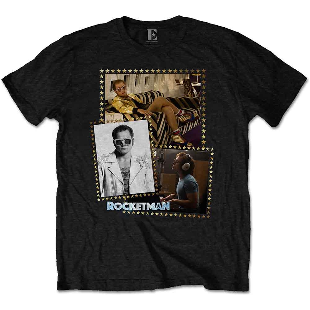 Elton John Unisex T-Shirt Rocketman Montage Black (M)