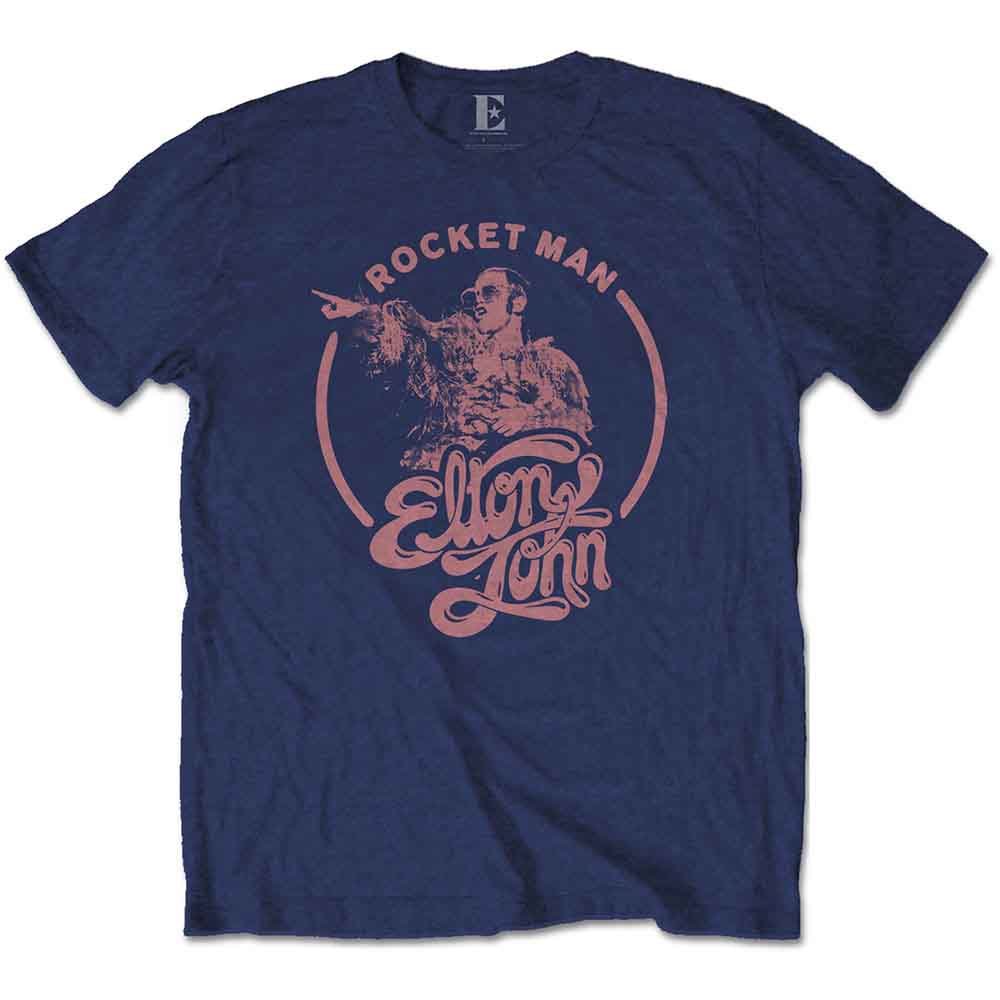 Elton John Unisex T-Shirt Rocketman Circle Point Blue (XXL)