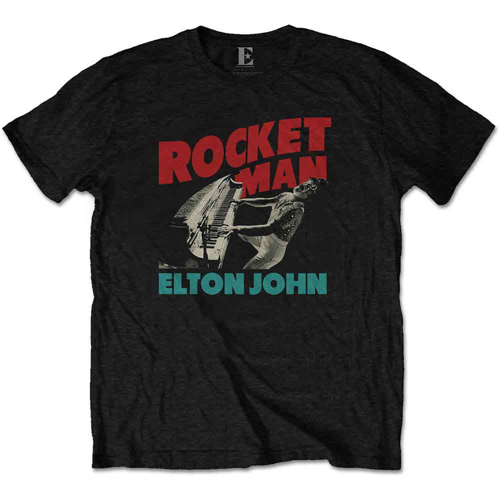 Elton John Unisex T-Shirt Rocketman Piano Black (XXL)