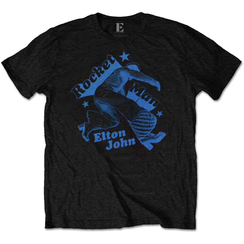 Elton John Unisex T-Shirt Rocketman Jump Black (XL)