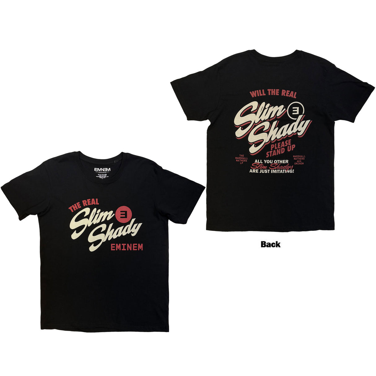 Eminem Unisex T-Shirt The Real Slim Shady (Back Print) Black (XXL)