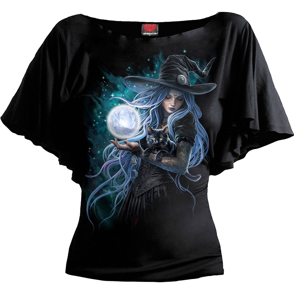 Spiral Ladies Latin Boatneck Top Mystic Moon Black (L)