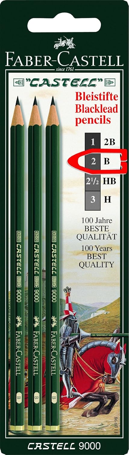 Faber-Castell Art & Graphic 9000 Graphite Pencil B (3pk) Blistercard