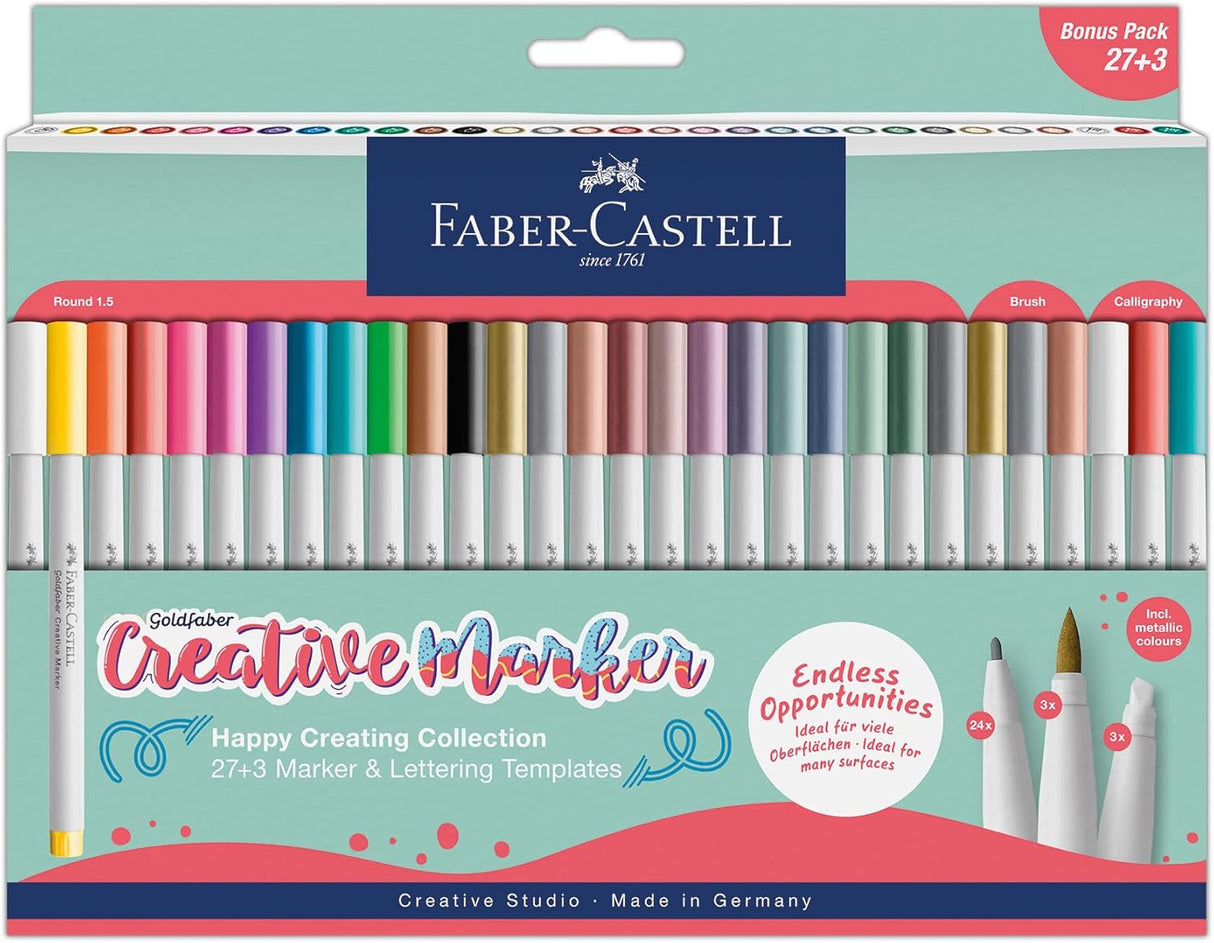 Faber-Castell Creative Marker Pen Set Bullet/Brush/Calligraphy (30pc)