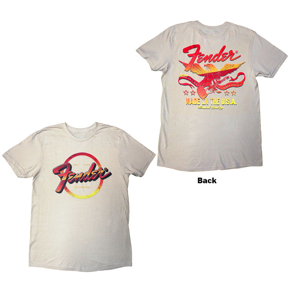 Fender Unisex T-Shirt Made In The USA (Back Print) Natural (L)