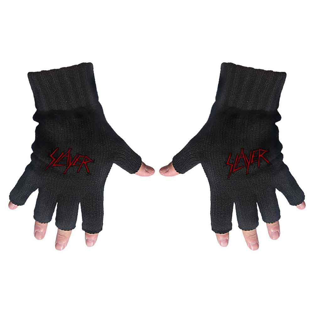 Slayer Men's Fingerless Gloves Scratched Logo