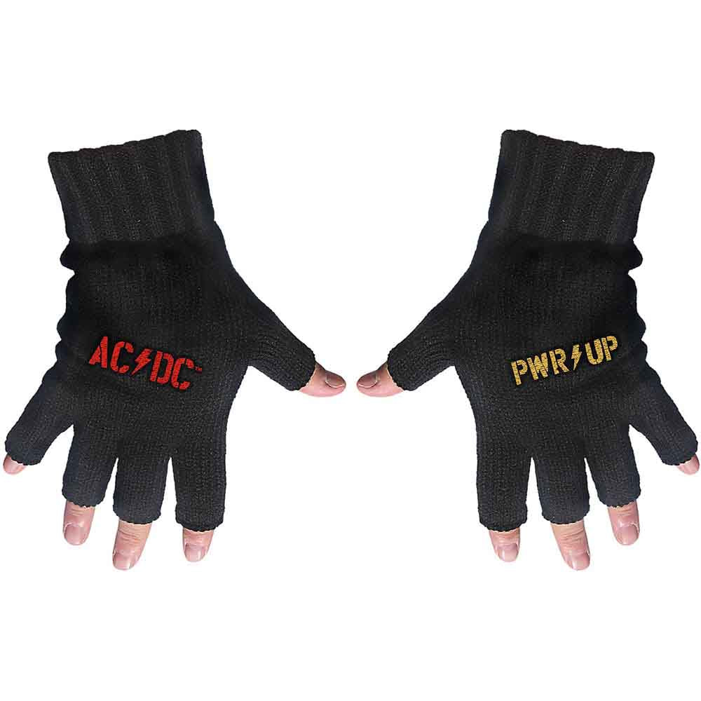 AC/DC Unisex Fingerless Gloves Black PWR-UP Logo