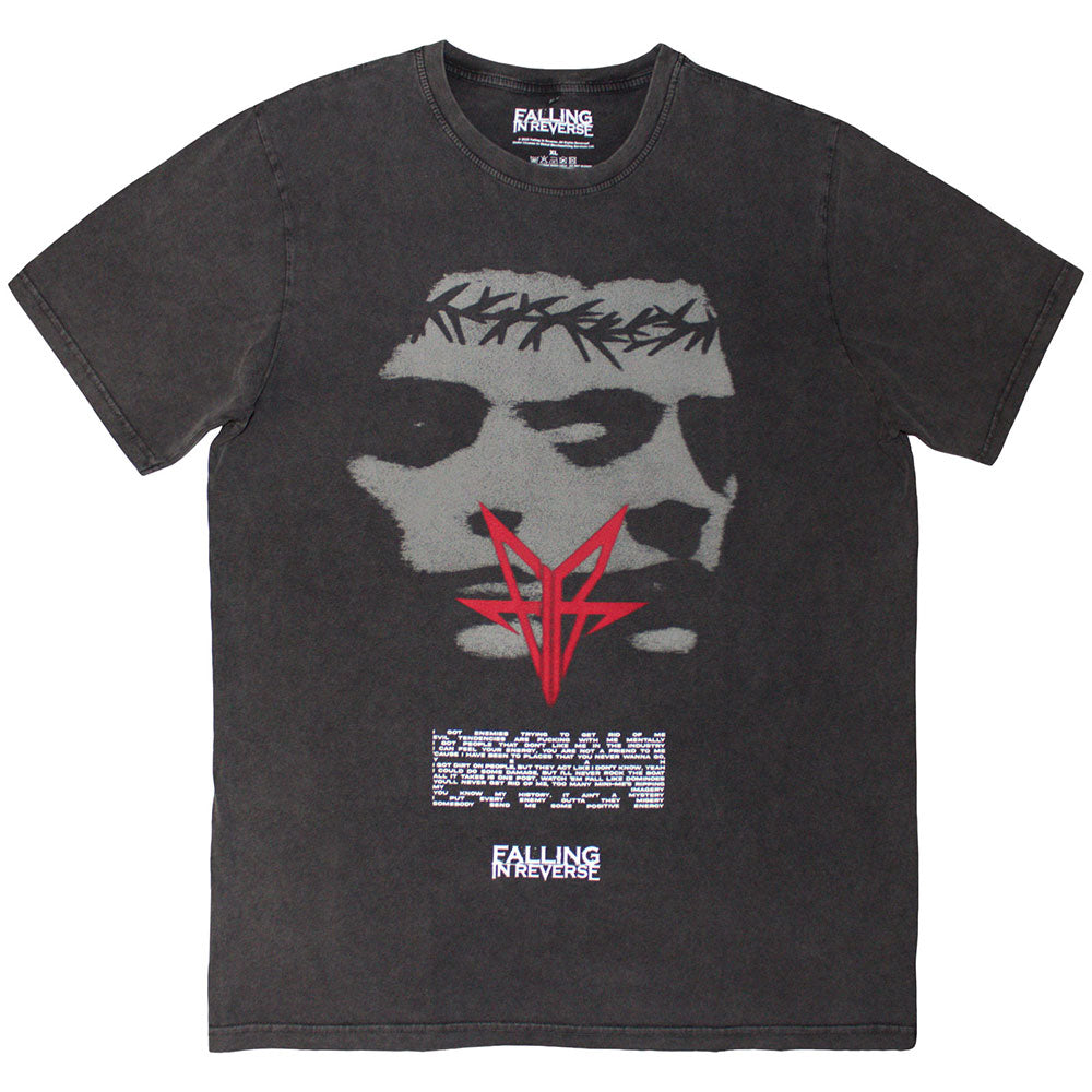 Falling In Reverse Unisex Stone Wash T-Shirt Blur Charcoal Grey (XXL)