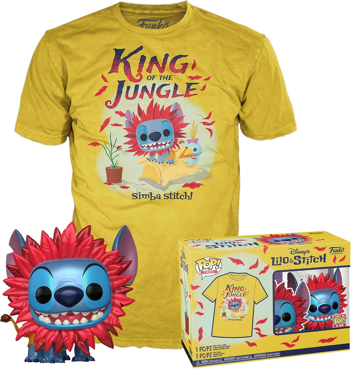 Funko POP! Tees & Bobble-Head - Disney: Lilo & Stitch King of the Jungle T-Shirt (Medium)