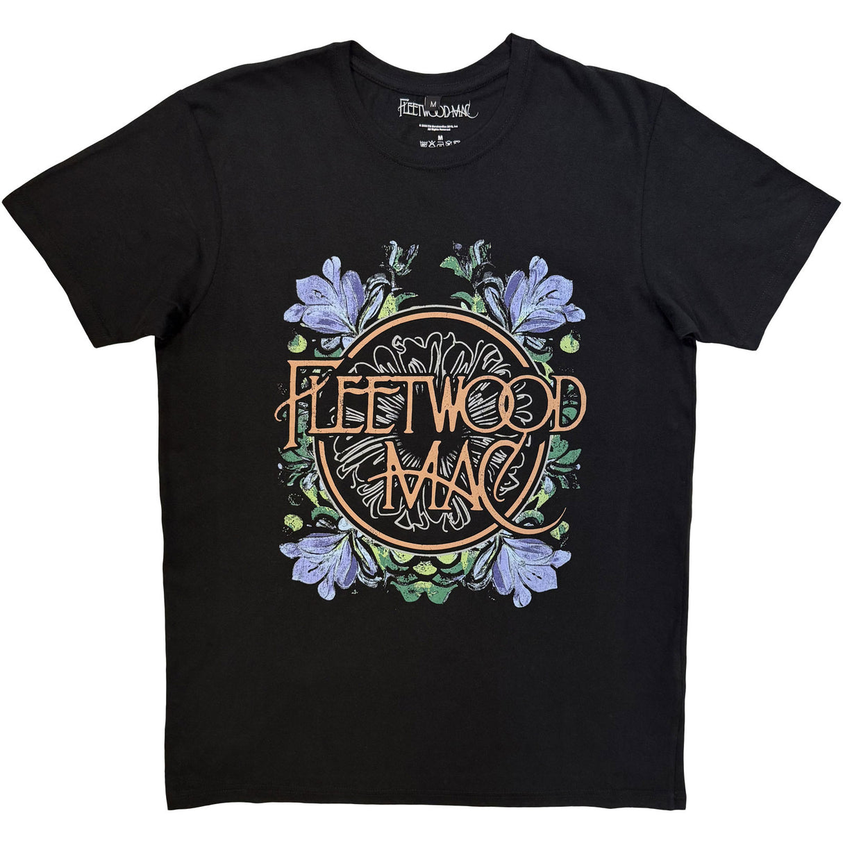 Fleetwood Mac Unisex Premium Carbon T-Shirt Circle Floral Black (XXL)