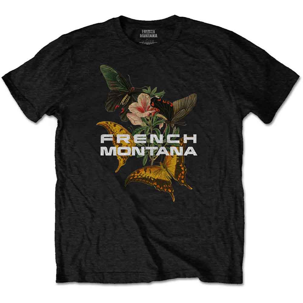 French Montana Unisex T-Shirt Butterfly Black (M)