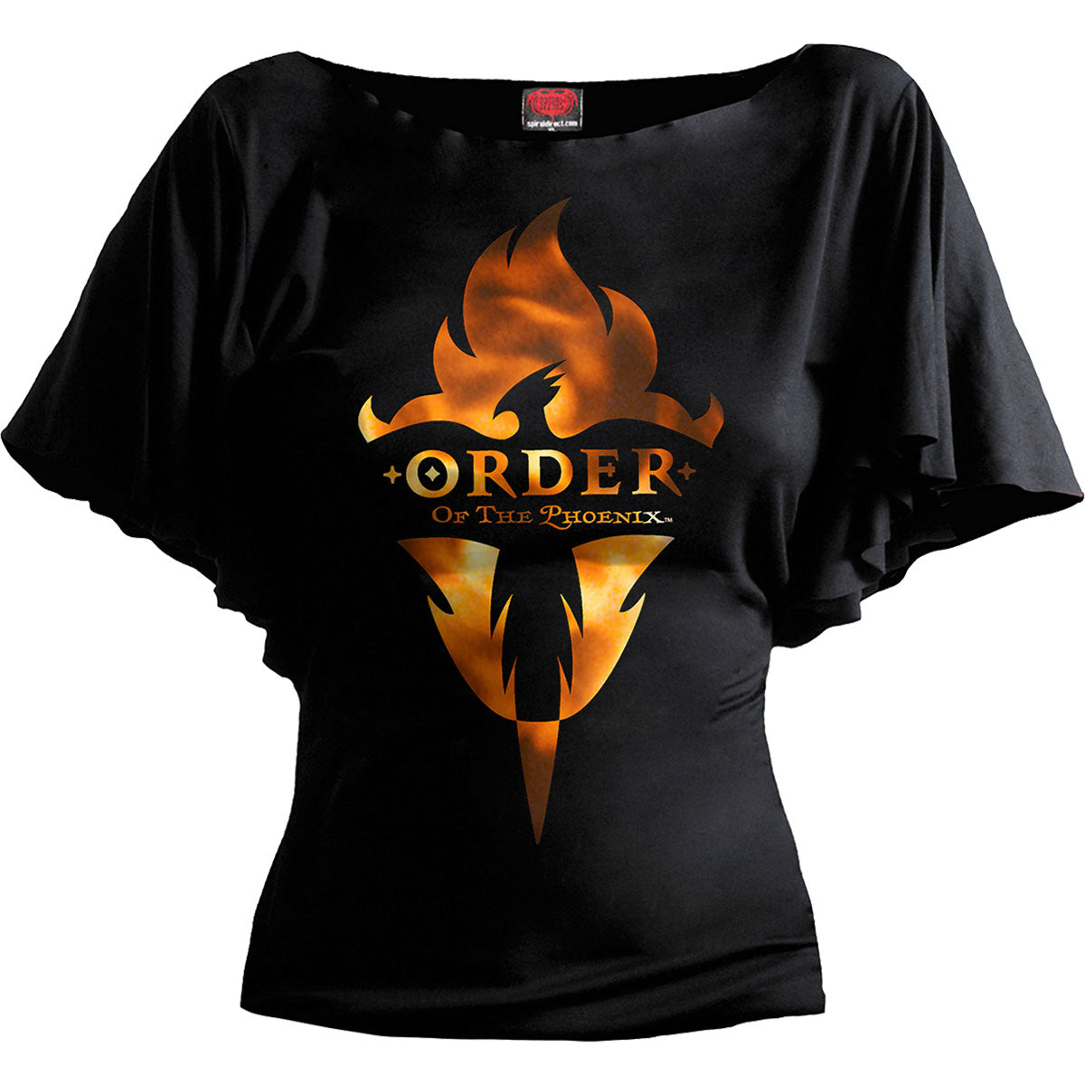 Harry Potter Ladies Latin Boatneck Top Order Of The Phoenix Black (M)
