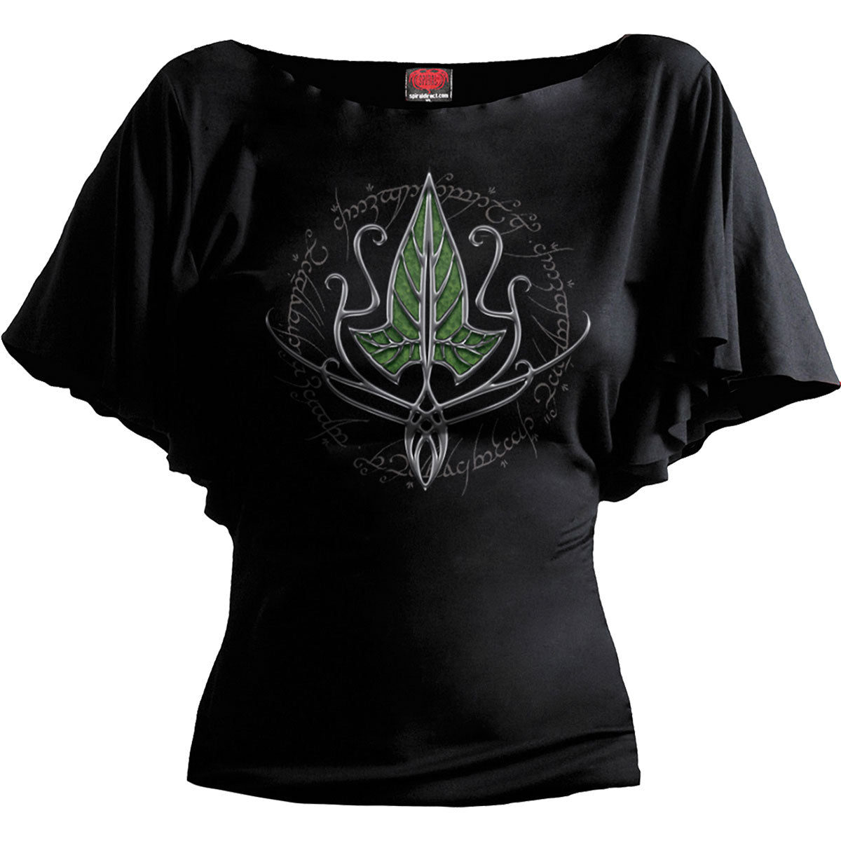 Lord Of The Rings Ladies Latin Boatneck Top Frodo Leaf Black (XL)