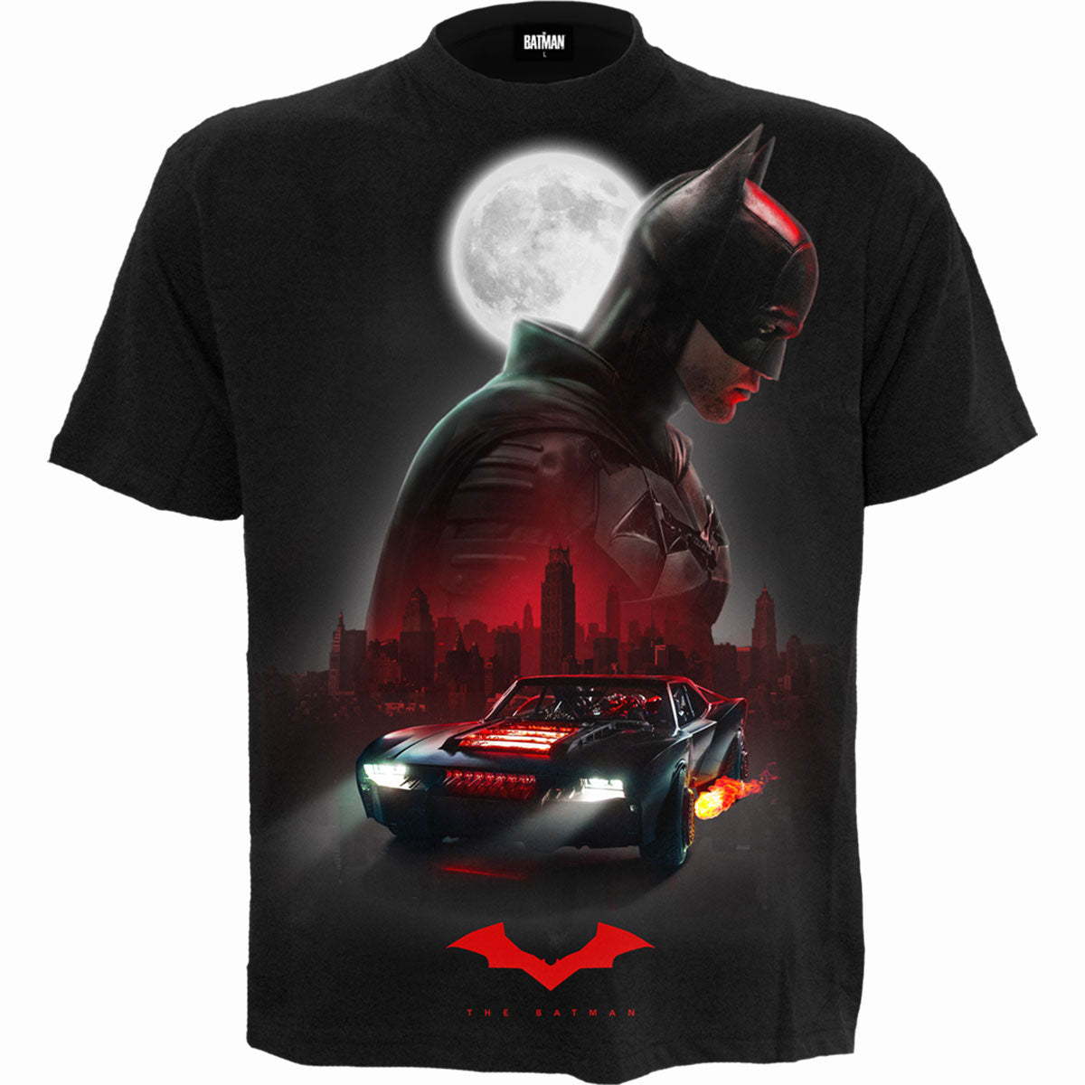 DC Comics Unisex T-Shirt The Batman Batmobile (Back Print) Black (L)