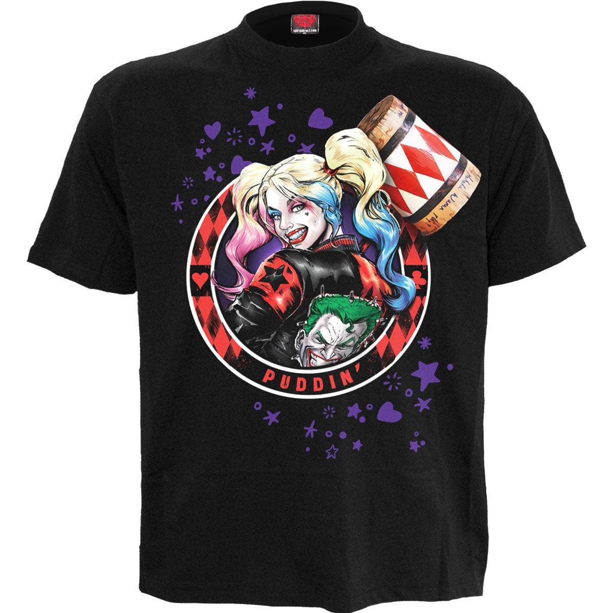 DC Comics Unisex T-Shirt Batman Harley Quinn Puddin Black (XXL)