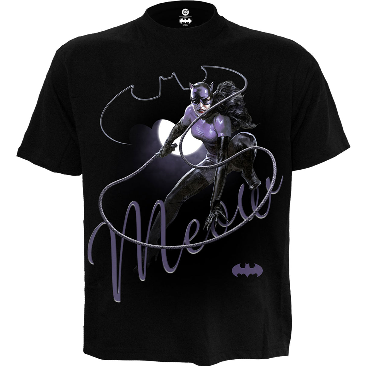 DC Comics Unisex T-Shirt Catwoman Meow Black (M)