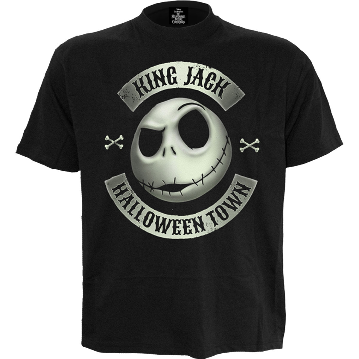 Disney The Nightmare Before Christmas Unisex T-Shirt Jack Crest (Glow) Black (XXL)