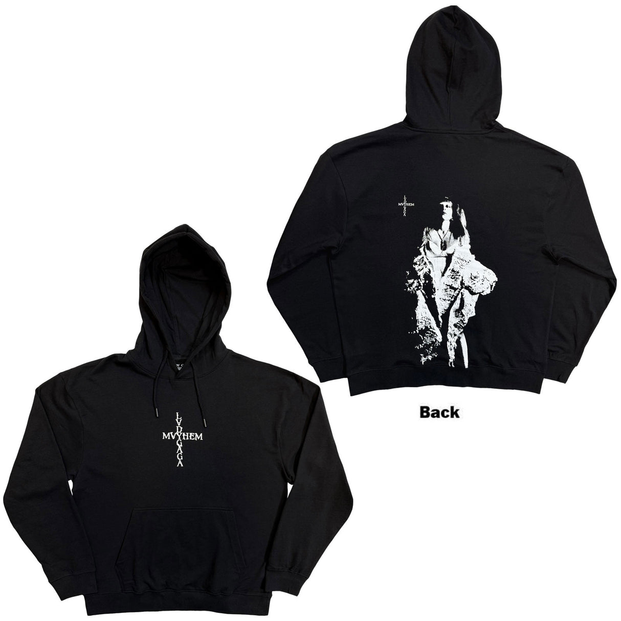 Lady Gaga Unisex Pullover Hoodie Mayhem (Back Print) Black (XXL)