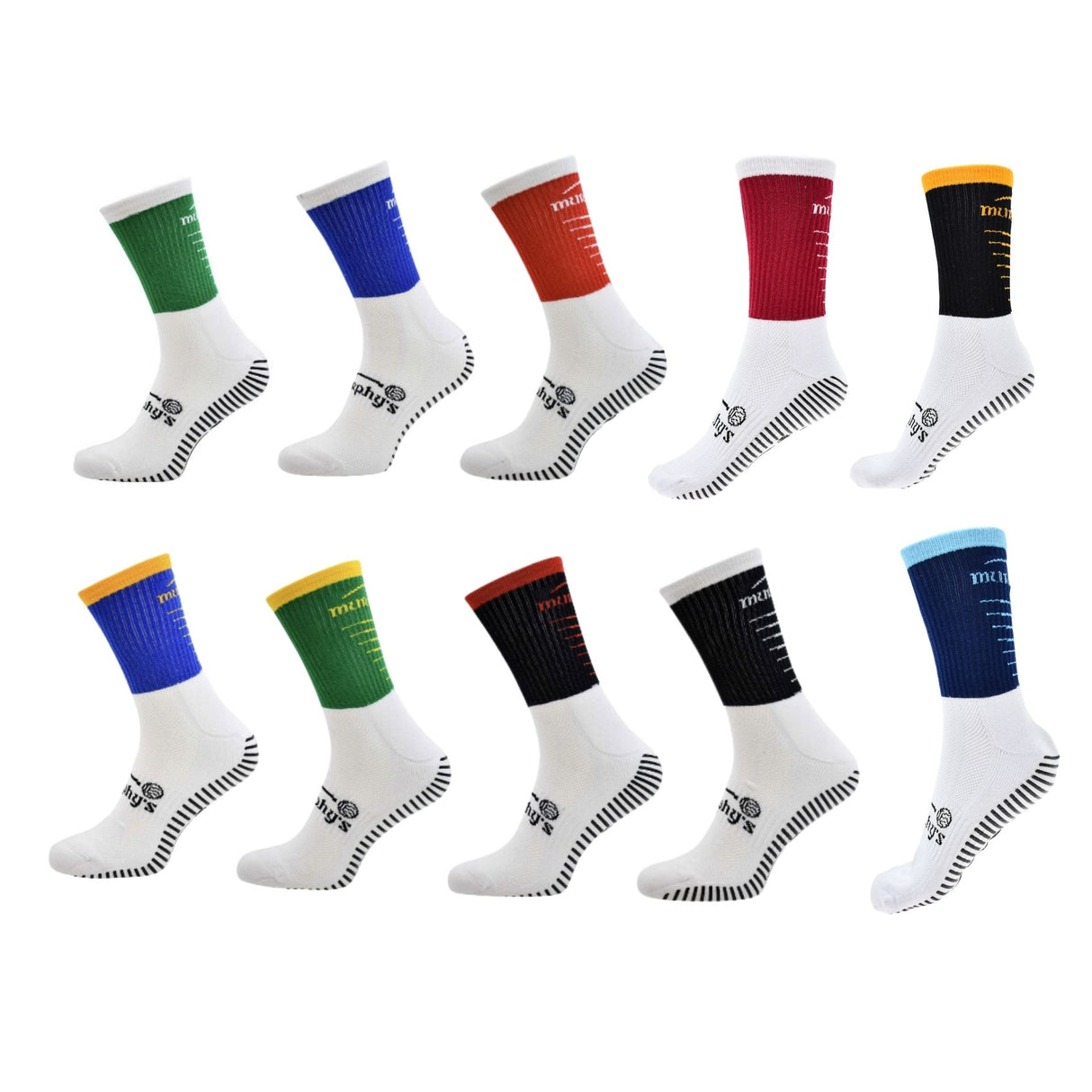 Murphy's Pro Mid GAA Gaelic Grip Socks Adult - Black/Amber (UK Size 9-12)