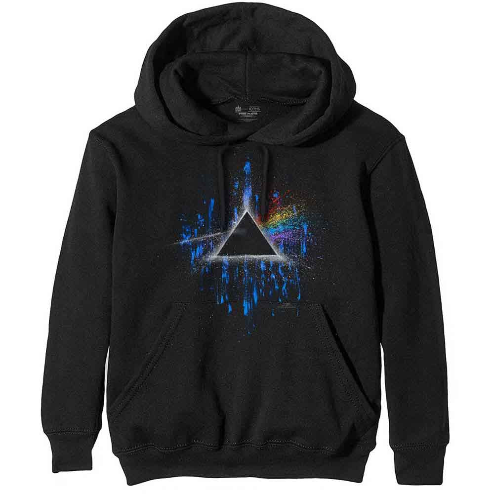Pink Floyd Unisex Pullover Hoodie Dark Side of the Moon Blue Splatter (XL)