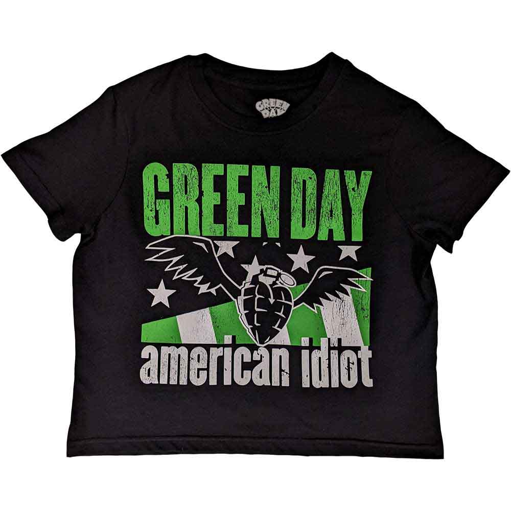 Green Day Ladies Crop Top American Idiot Wings Black (XXL)