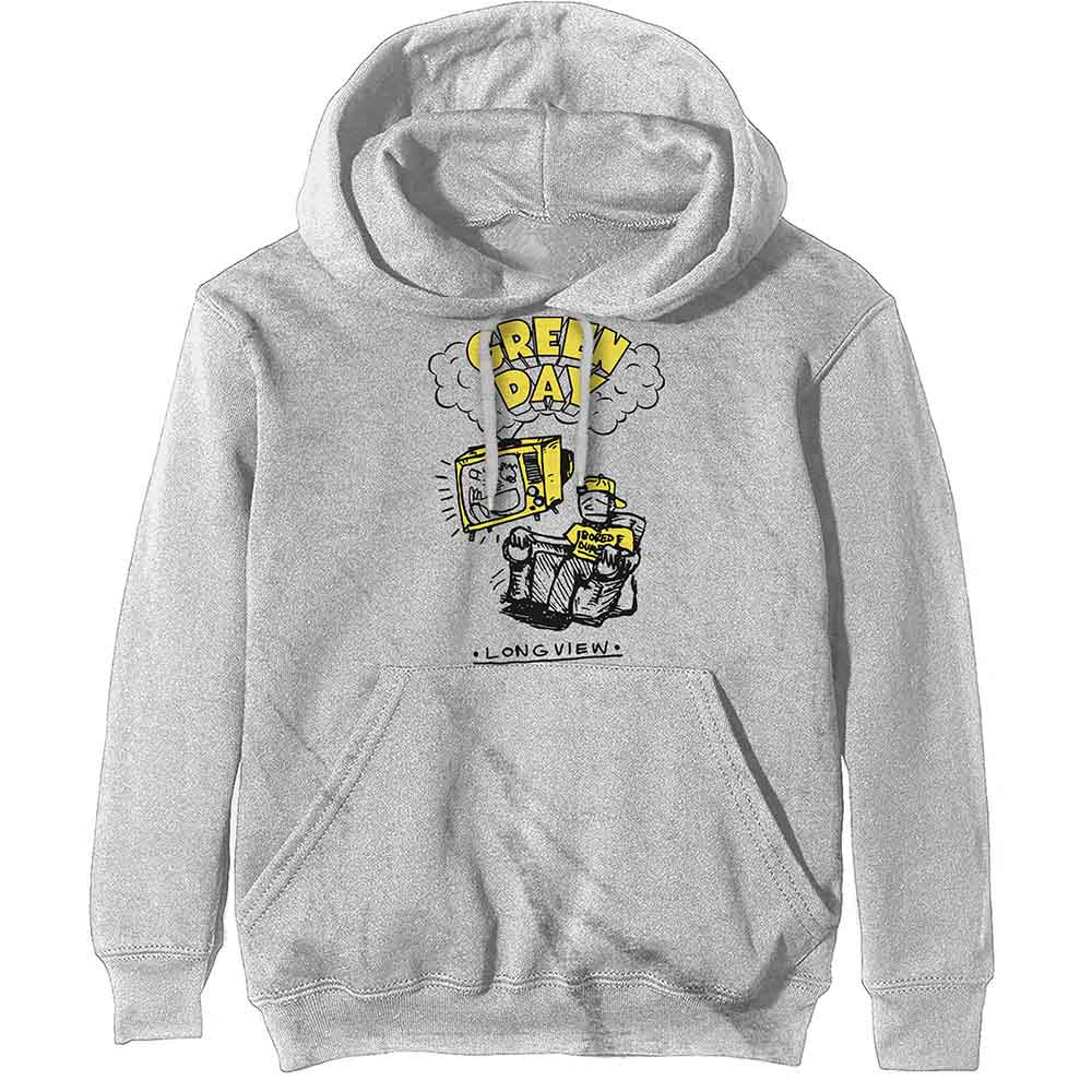 Green Day Unisex Pullover Hoodie Longview Doodle White (L)