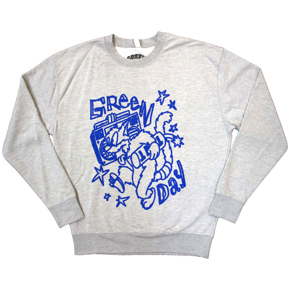 Green Day Unisex Sweatshirt Cat Blaster Grey (L)