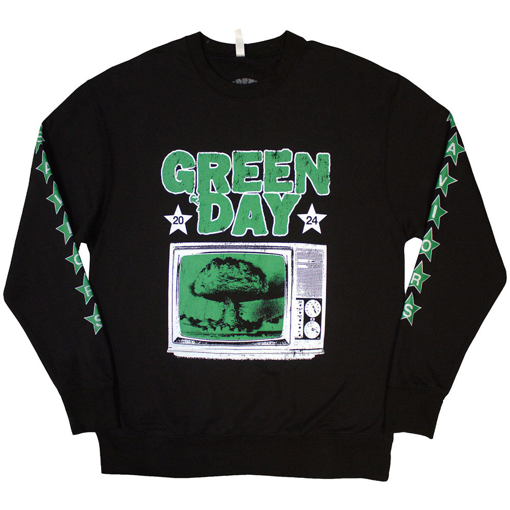 Green Day Unisex Sweatshirt TV Explosion (Sleeve Print) Black (M)
