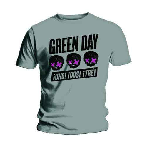 Green Day Men's T-Shirt Three Heads Better Than One Grey (S)