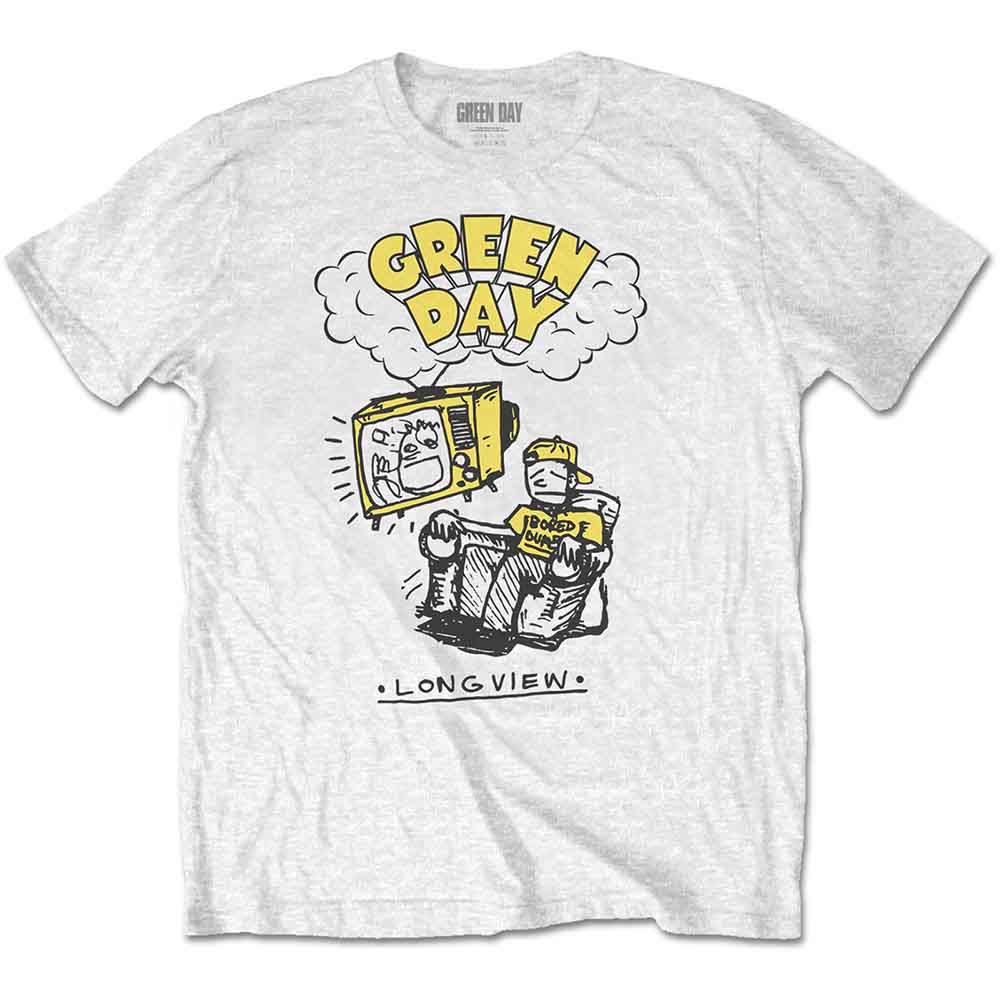Green Day Unisex T-Shirt Longview Doodle White (XXL)