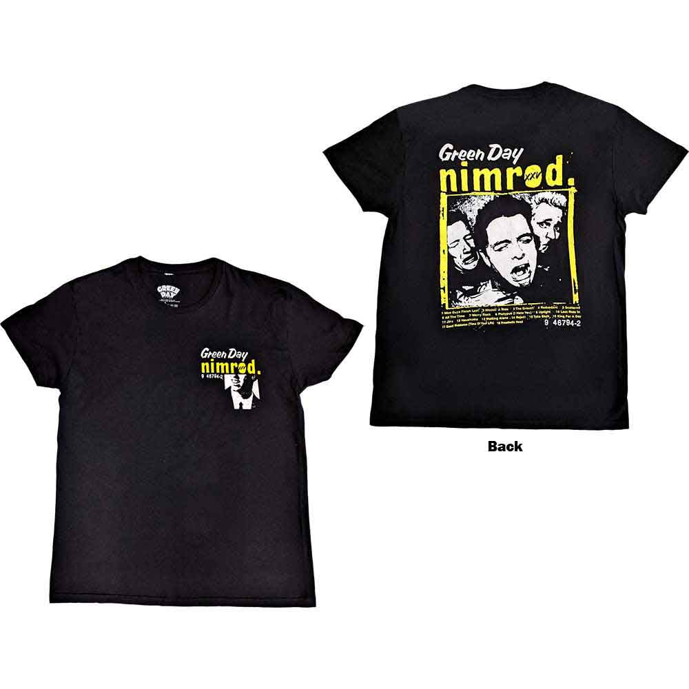 Green Day Unisex T-Shirt Nimrod Breast Print (Back Print) Black (XL)
