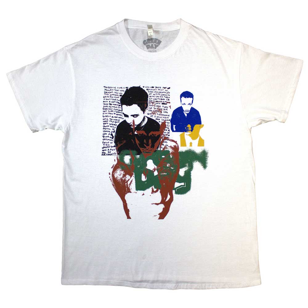 Green Day Unisex T-Shirt Spray Paint White (L)