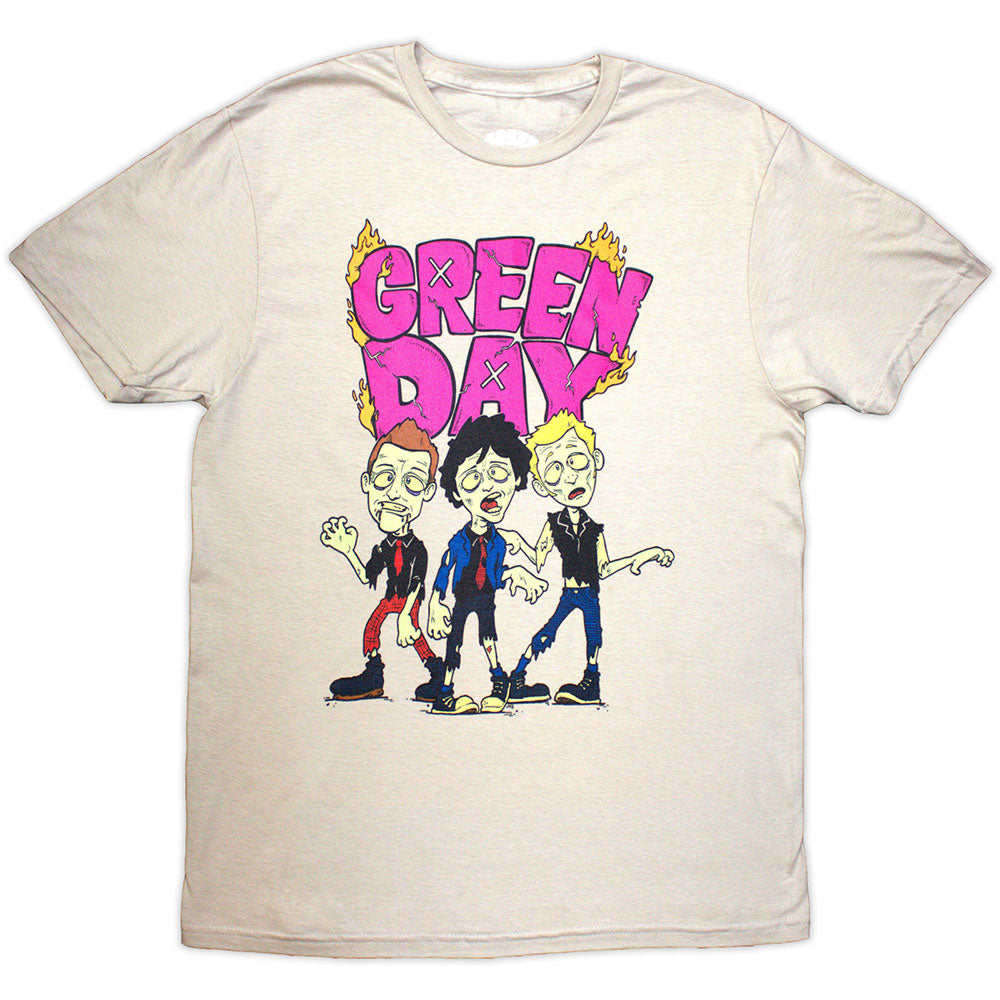 Green Day Unisex T-Shirt Walking Zombies Sand (L)