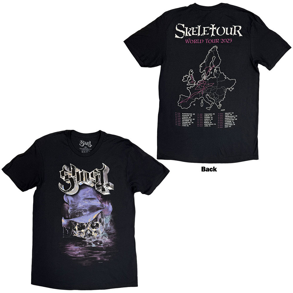 Ghost Unisex T-Shirt Skeletour Admat '25 Tour Dates Black (L)