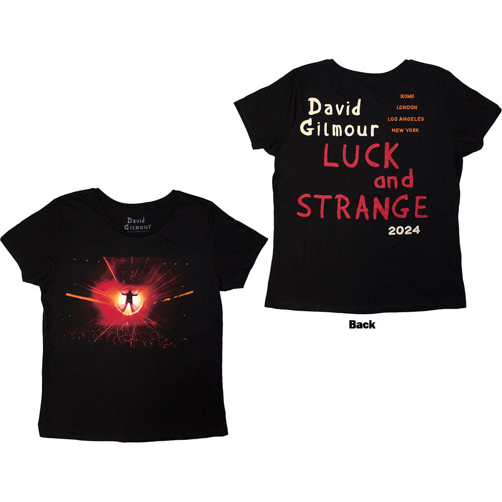 David Gilmour Ladies T-Shirt Luck & Strange Stage Shot (Ex-Tour) Black (M)