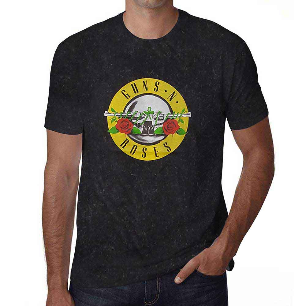 Guns N' Roses Unisex T-Shirt (Snow Wash) Classic Logo Black (S)
