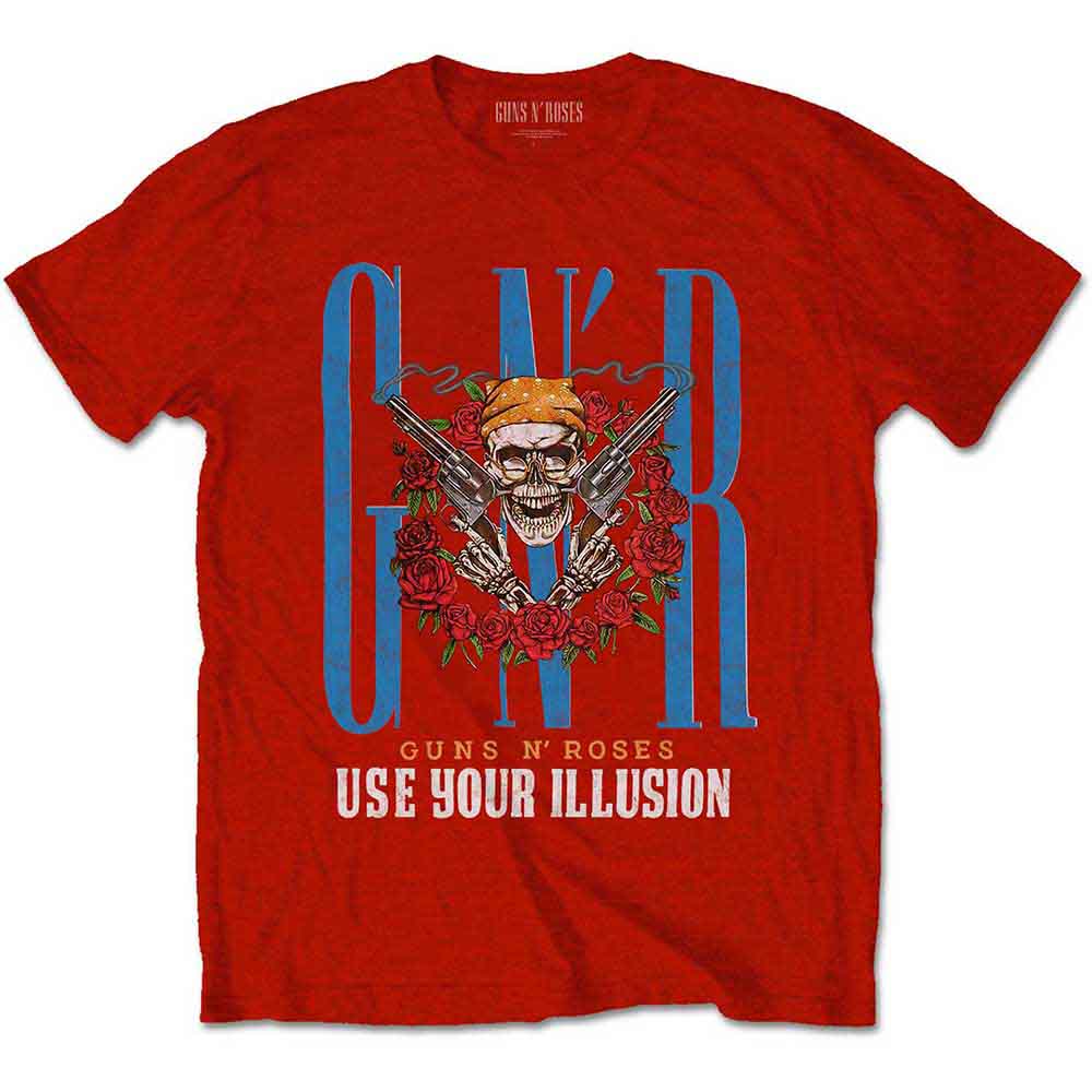 Guns N' Roses Unisex T-Shirt Bandana Skull Red (M)