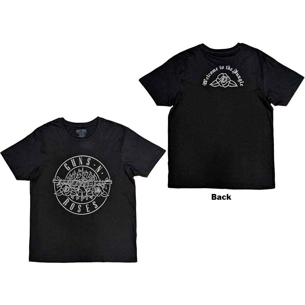 Guns N' Roses Unisex T-Shirt Classic Bullet Mono (Back Print) Black (M)