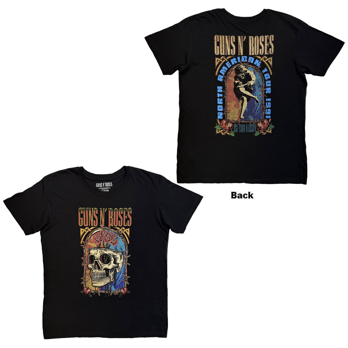 Guns N' Roses Unisex T-Shirt North American Tour Skull (Back Print) Black (L)