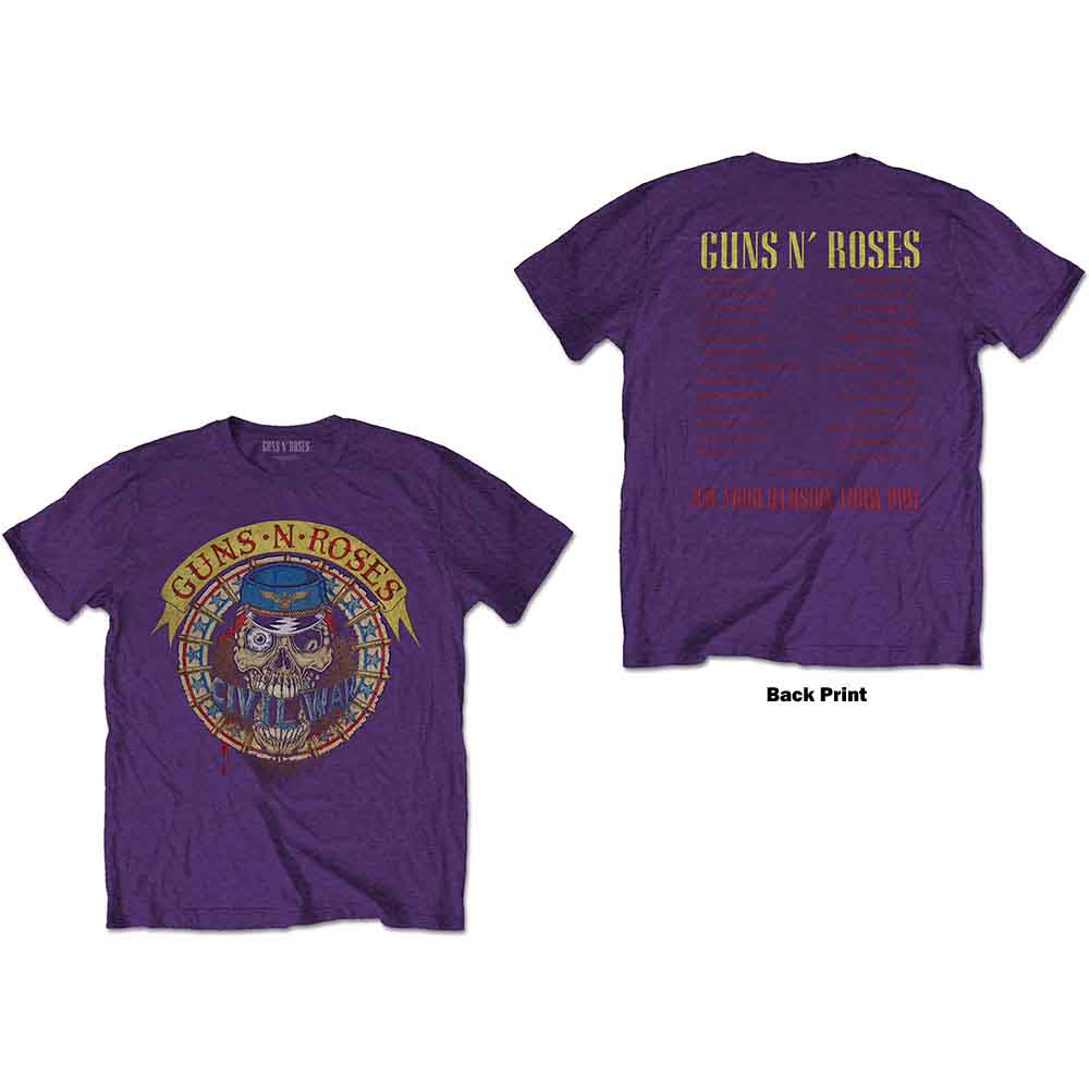 Guns N' Roses Unisex T-Shirt Skull Circle (Back Print) Purple (XL)