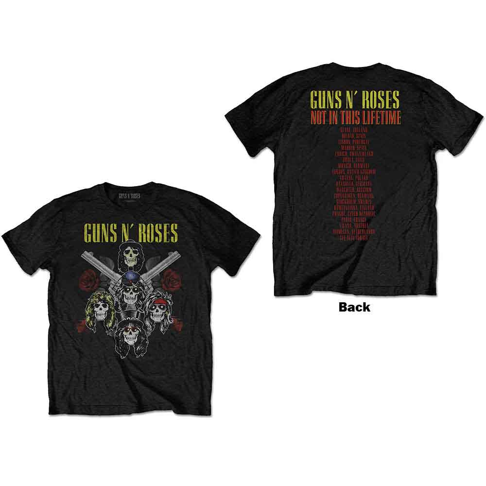 Guns N' Roses Unisex T-Shirt Pistols & Roses (Back Print) Black (M)